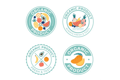 Organic food product logotype collection, fresh and tasty