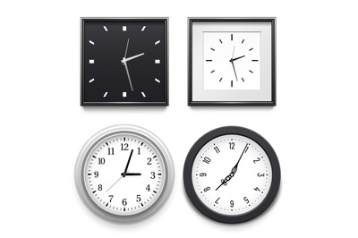 Realistic clock for wall interior, clock face collection