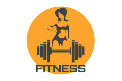 Fitness Logo with Dumbbell and Female Silhouette