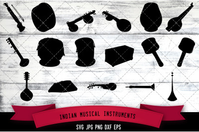 Indian Musical Instruments Cut file Svg