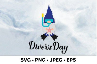 Divers Day. Diving SVG Gnome diver