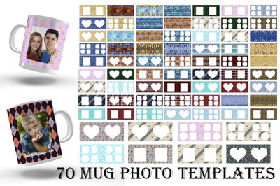 Photo Mug Bundle, Mug Template For Sublimation Set. 70 mug