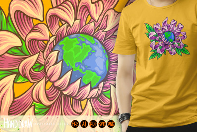 International earth day flourish ornate