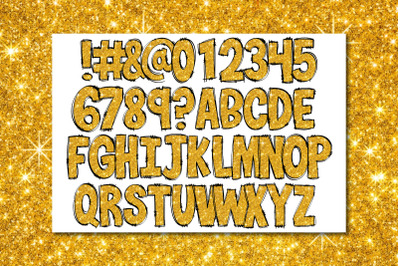 Golden Alphabet Glitter Font Designs