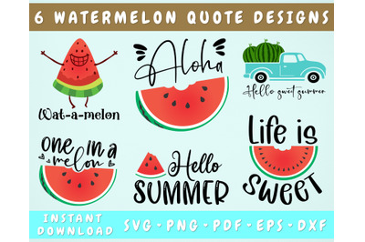 Watermelon Quotes SVG Bundle, 6 Designs, Watermelon Funny Sayings SVG