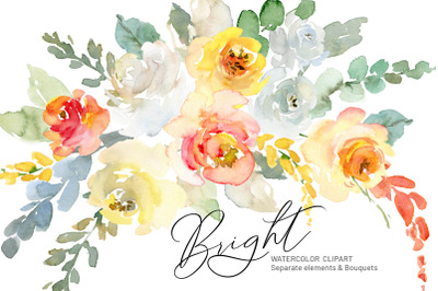 Watercolor Bright Summer Flowers