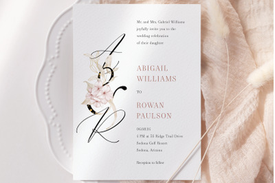 Wedding Invitation Card Template Nature Hydrangea Boho