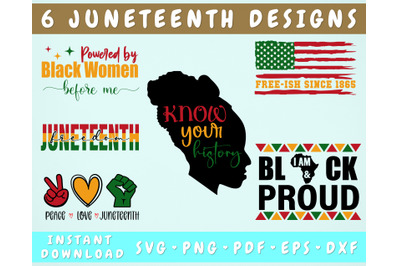 Juneteenth Quotes SVG Bundle&2C; 6 Designs&2C; Peace Love Juneteenth SVG