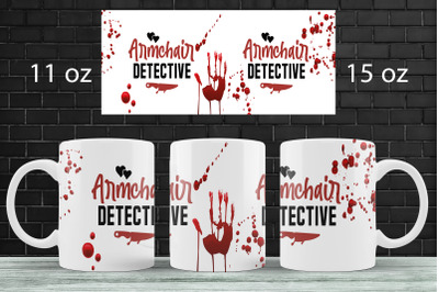 True crime mug wrap sublimation png 15oz mug design template