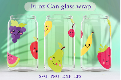 Cute Fruit Glass Can Wrap SVG Libbey Can Glass Full Wrap png
