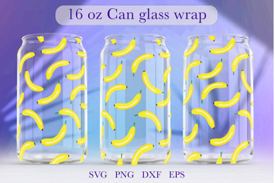 Banana Fruit Glass Can Wrap SVG Libbey Can Glass Full Wrap
