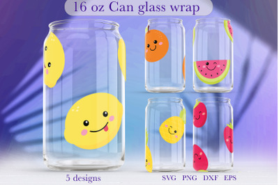 Libbey glass 16oz bundle Fruit glass can wrap svg Summer png