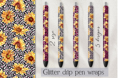 Sunflower Epoxy pen wraps bundle 5 animal print Waterslide