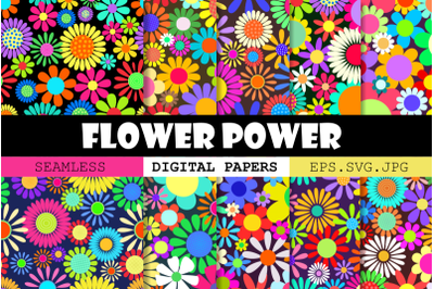 Seamless Retro Flower Power Patterns