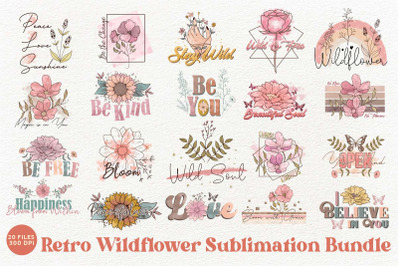 Retro Wildflower Sublimation Bundle | Flowers PNG Bundle