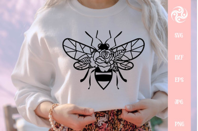 Bee With Flowers SVG Cut File