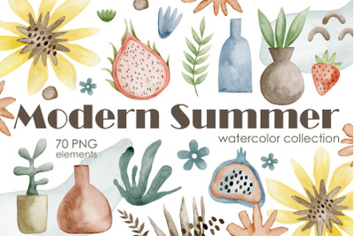 Watercolor modern summer collection.