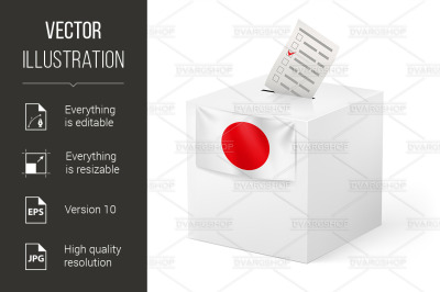 Ballot box with voicing paper. Japan.