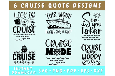 Cruise Quotes SVG Bundle&2C; 6 Designs&2C; Cruise Sayings SVG&2C; Cruise Vibes