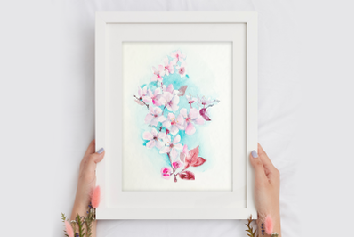 Cherry Blossom - Watercolor Clip Art and Print