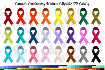 Cancer Ribbon Awareness Clipart Set, Awareness ribbon