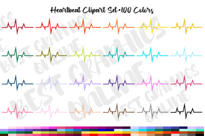 100 Heartbeat Clipart Set&2C; Heartbeats illustration Clipart