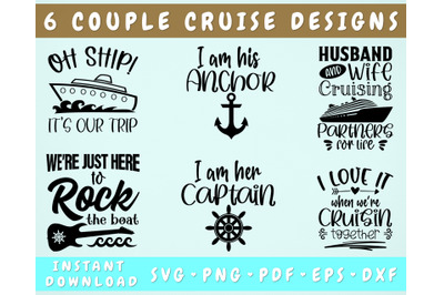 Couple Cruise SVG Bundle, 6 Designs, Cruise SVG Husband And Wife