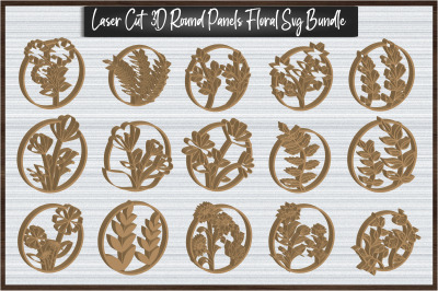 Laser Cut  3D Round Panels Floral Svg Bundle