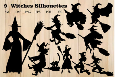 Flying Witches Silhouettes SVG Bundle