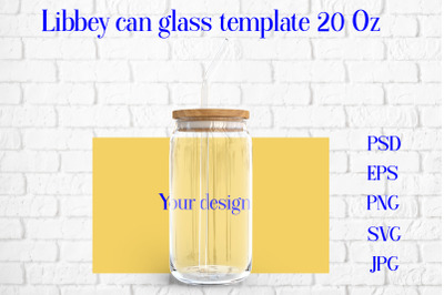 Libbey can glass template | Can glass wrap 20 Oz