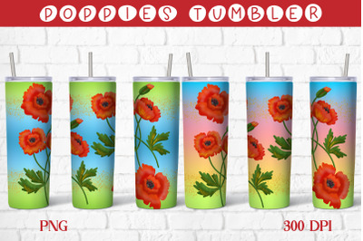 Floral tumbler design | Poppies sublimation