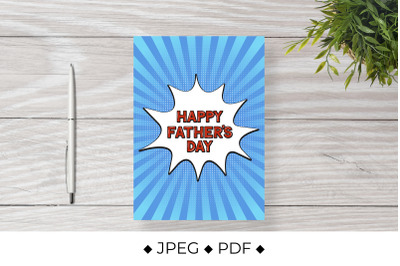 Happy Fathers Day card Pop Art style