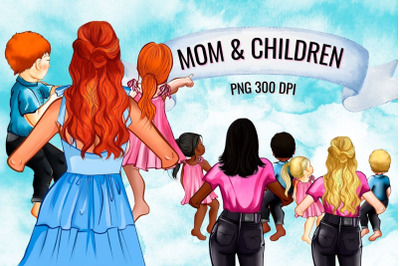 Mom &amp; Children Family Creator Clipart