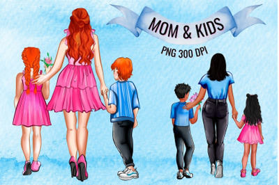 Mom &amp; Kids Family Creator Clipart