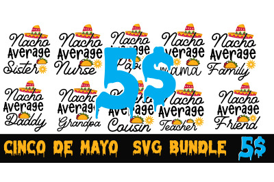 Cinco de T-shirt design, Cinco de mayo SVG Bundle, Fiesta SVG Bundle,
