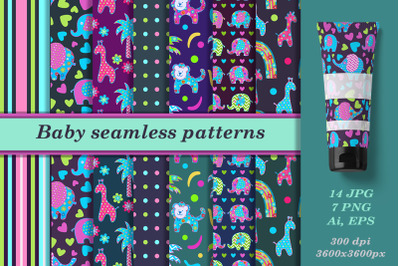 Baby seamless patterns. Digital paper