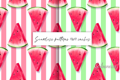 Watermelon. Seamless patterns /2