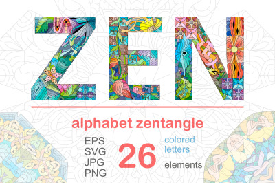 Zentangle bright alphabet