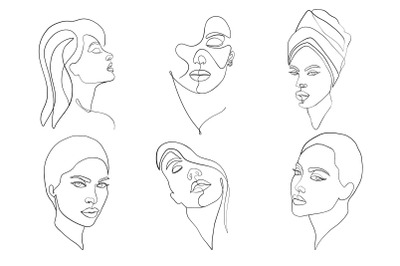 Women faces. Line art.