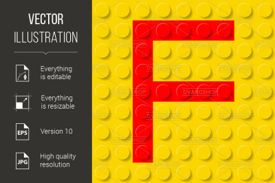 Letter F in construction kit.