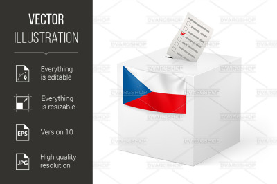 Ballot box with voicing paper. Czech Republic.