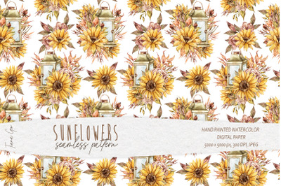 Sunflower seamless pattern &2F; Digital paper-1 JPEG file