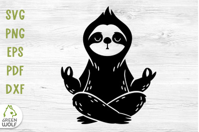 Meditating sloth svg Meditation svg Yoga sloth svg dxf