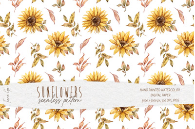 Sunflower seamless pattern&2F; Digital paper-1 JPEG file