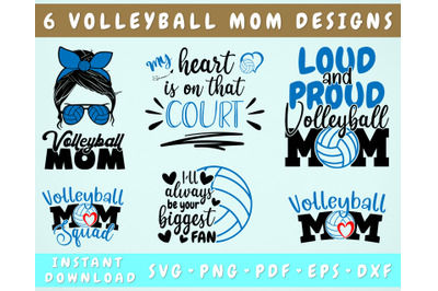 Volleyball Mom SVG Bundle, 6 Designs, Volleyball Mom Messy Bun SVG