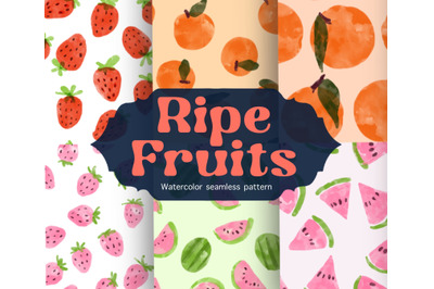 Summer fruits pattern - Watercolor seamless pattern