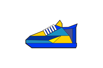 Polygonal sneakers, geometric style sport shoes, token icon