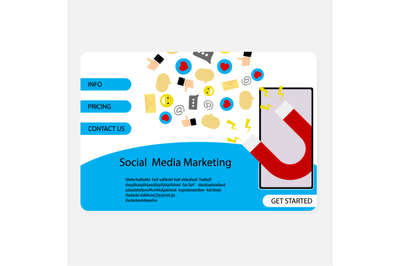 Social media marketing business concept landing page