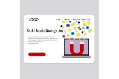 Social media strategy landing page, modern business service concept