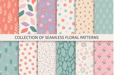 Colorful seamless floral patterns